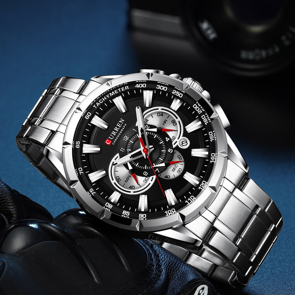 Curren 3 Dials Chronograph Luxury Wristwatch