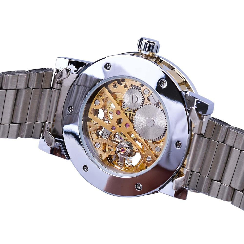 Retro luminous skeleton mechanical watch