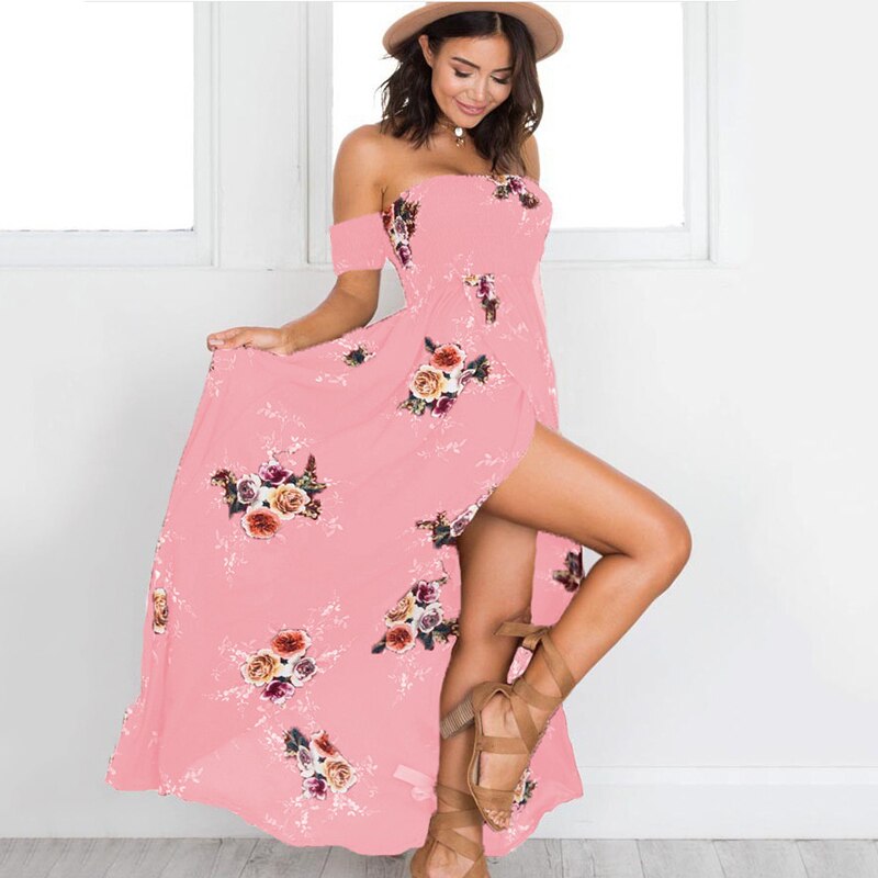 Floral Print Off-The-Shoulder Wrap Maxi Dress