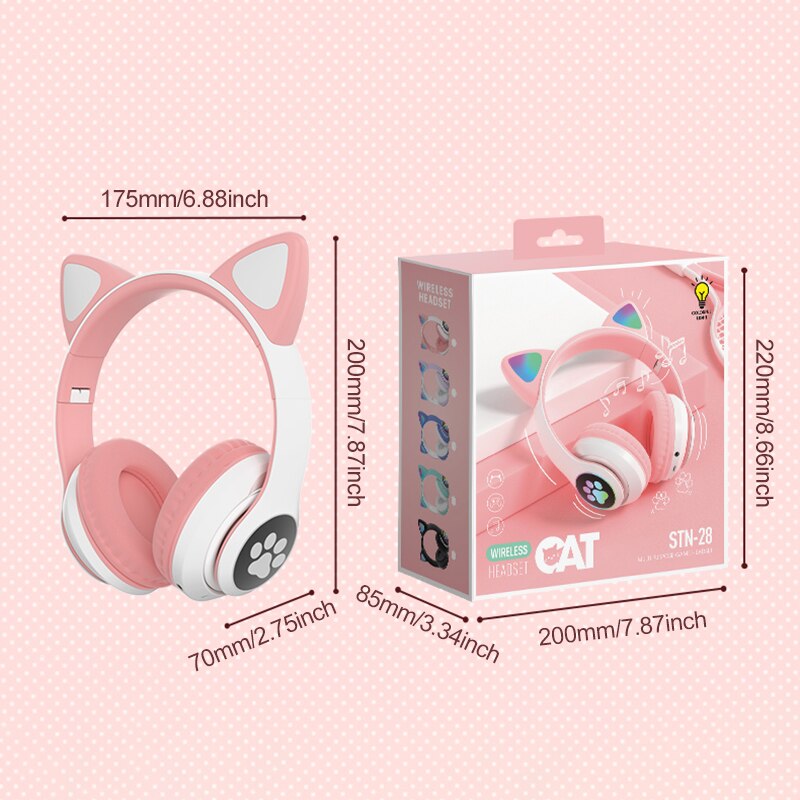 Cute Cat Ear Bluetooth Headphones