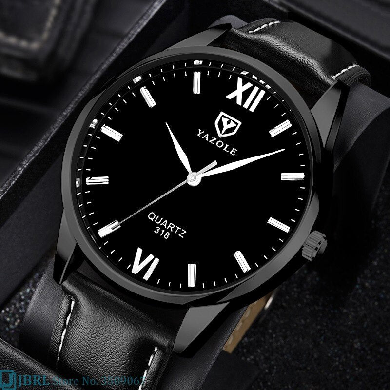 Men's Leather Bracelet Wristwatch