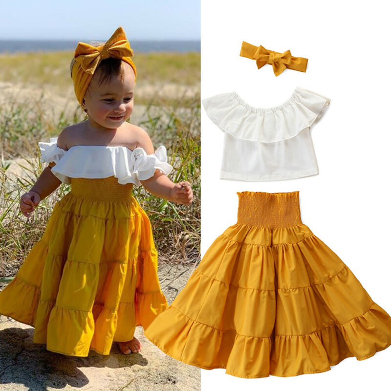 Off Shoulder Crop Top &amp; Ruffle Skirt Set