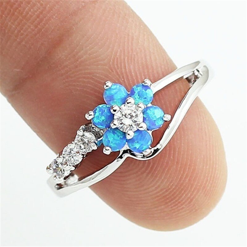 Flower Opal Crystal Ring