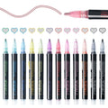 12 Colors Self-Outline Metallic Markers