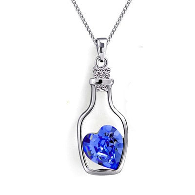 Drift Bottle Crystal Heart Necklace
