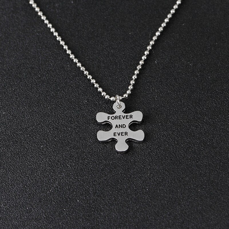 The Love Between Us Will Be Forever and Ever Puzzle Necklace
