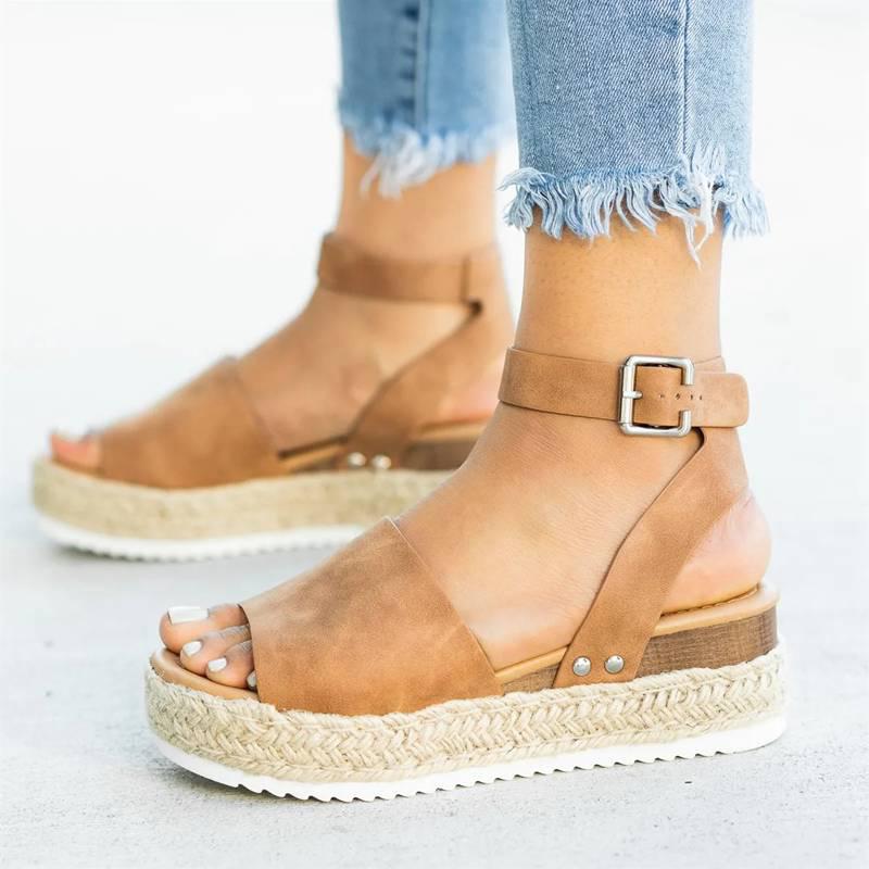 Open Toe Ankle Strap Wedges