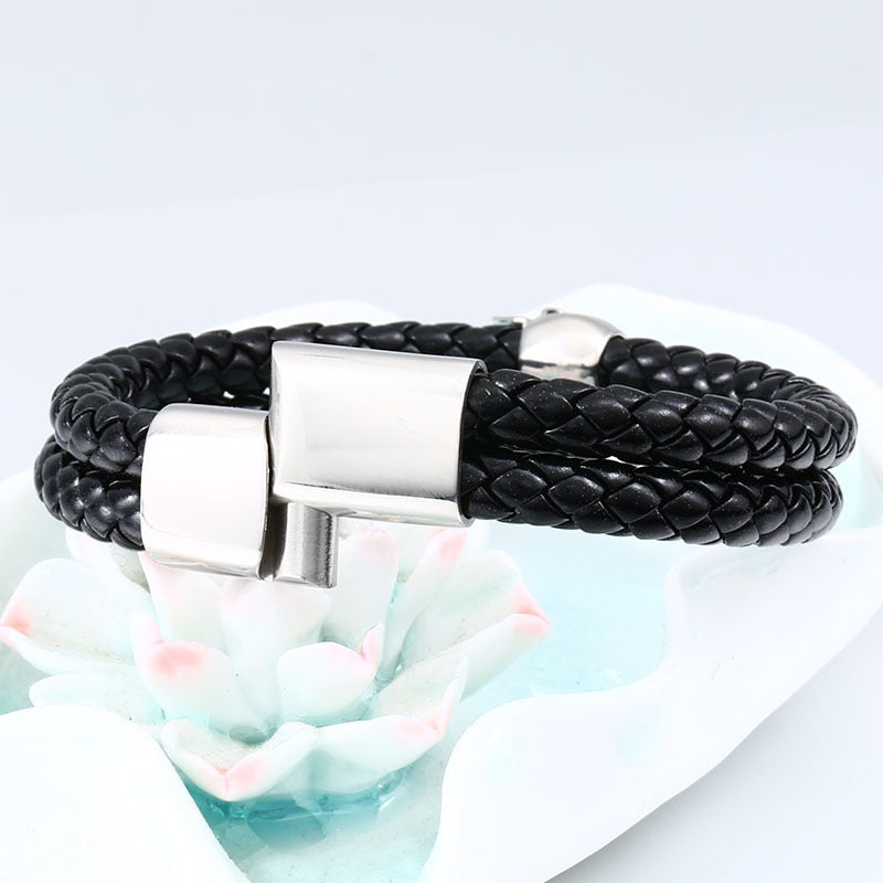 Steel Punk Skull Leather Bracelet