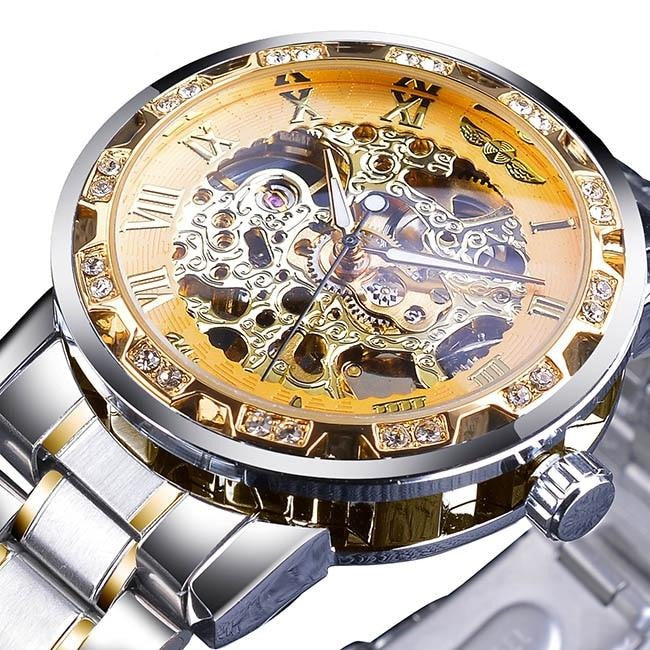 Retro luminous skeleton mechanical watch