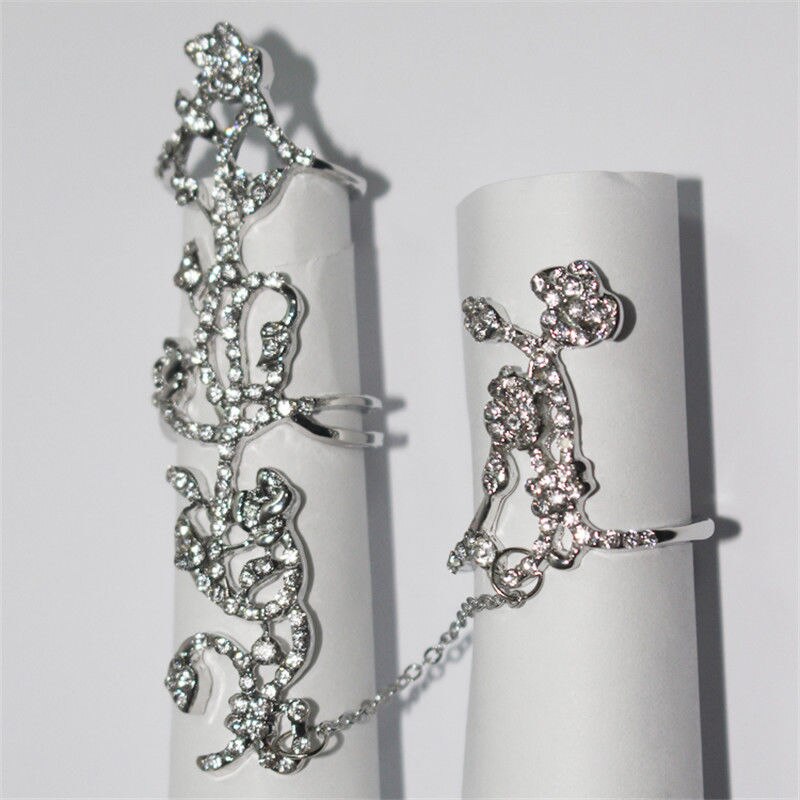 Multiple Finger Stack Knuckle Band Crystal Ring