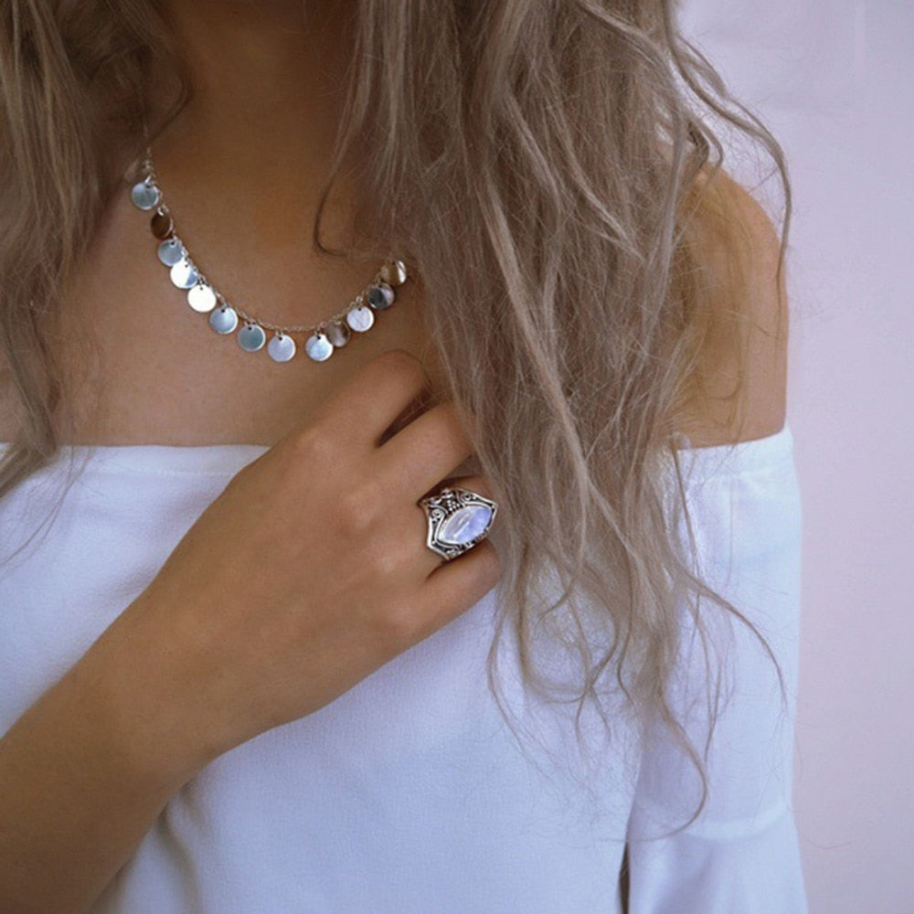 Bohemian style moonstone ring