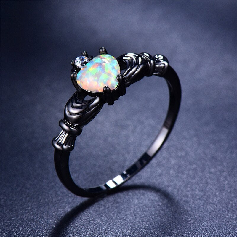 Fire Opal Heart Ring