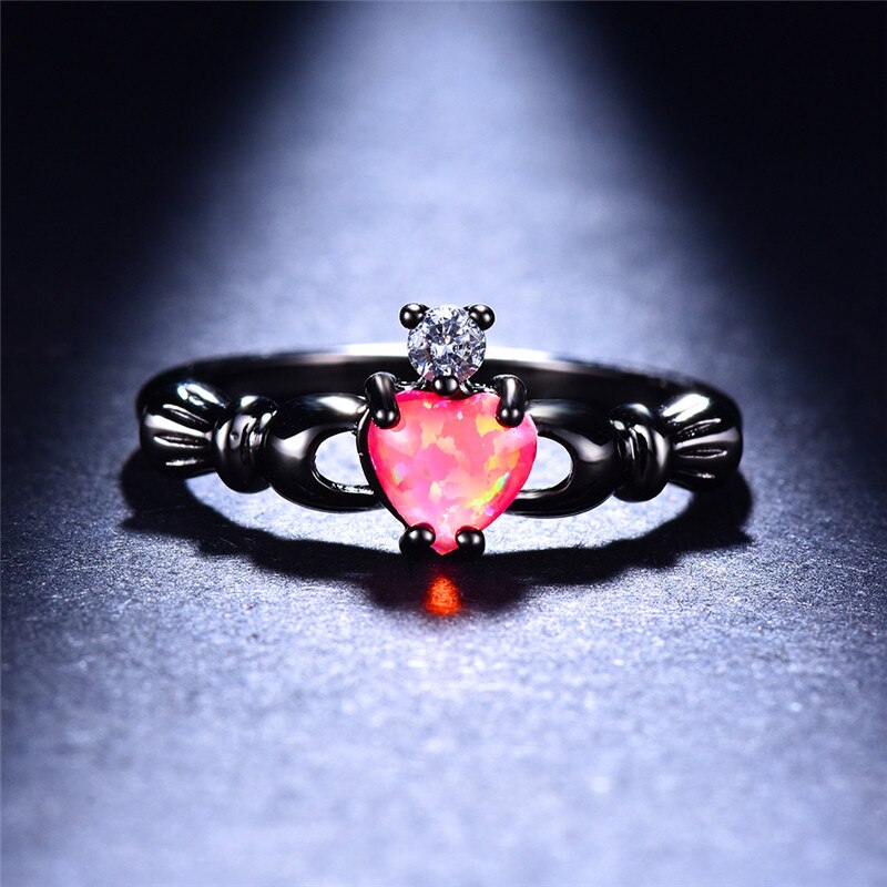 Fire Opal Heart Ring