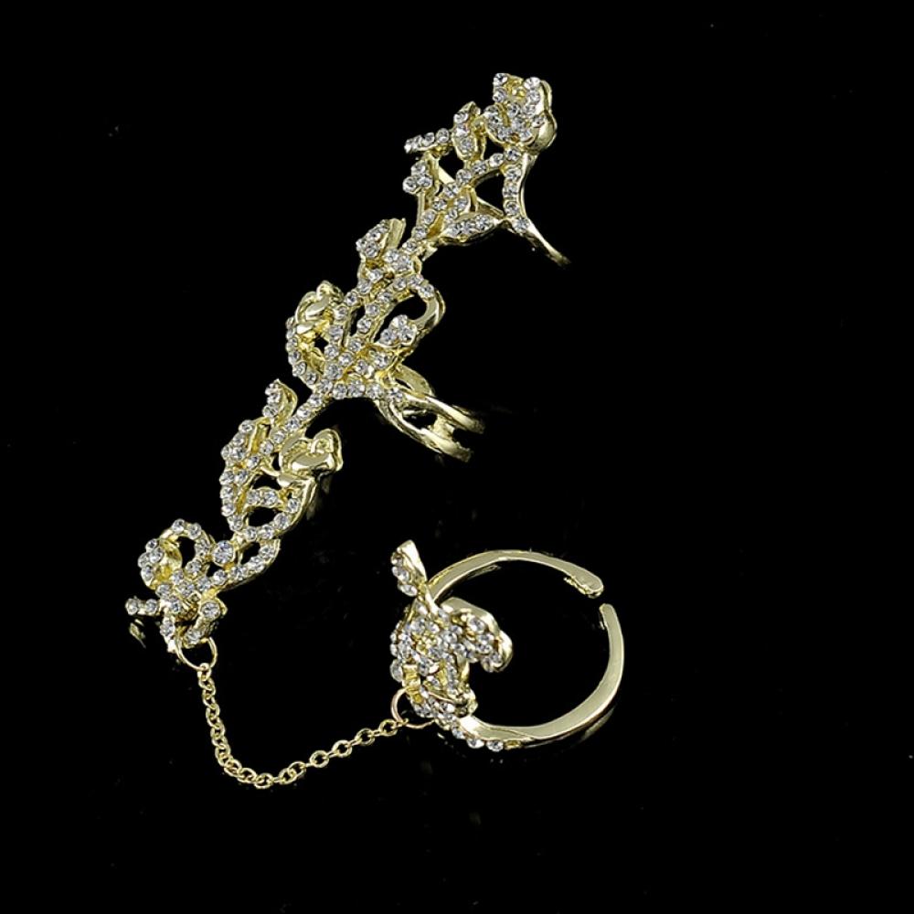 Multiple Finger Stack Knuckle Band Crystal Ring