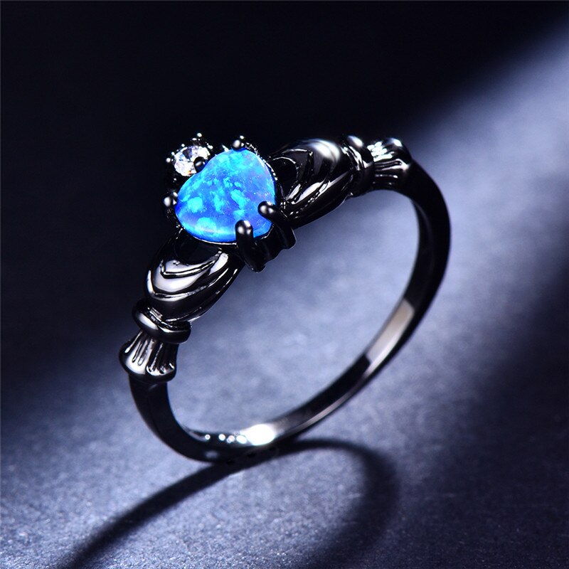 Fire Opal Heart Ring