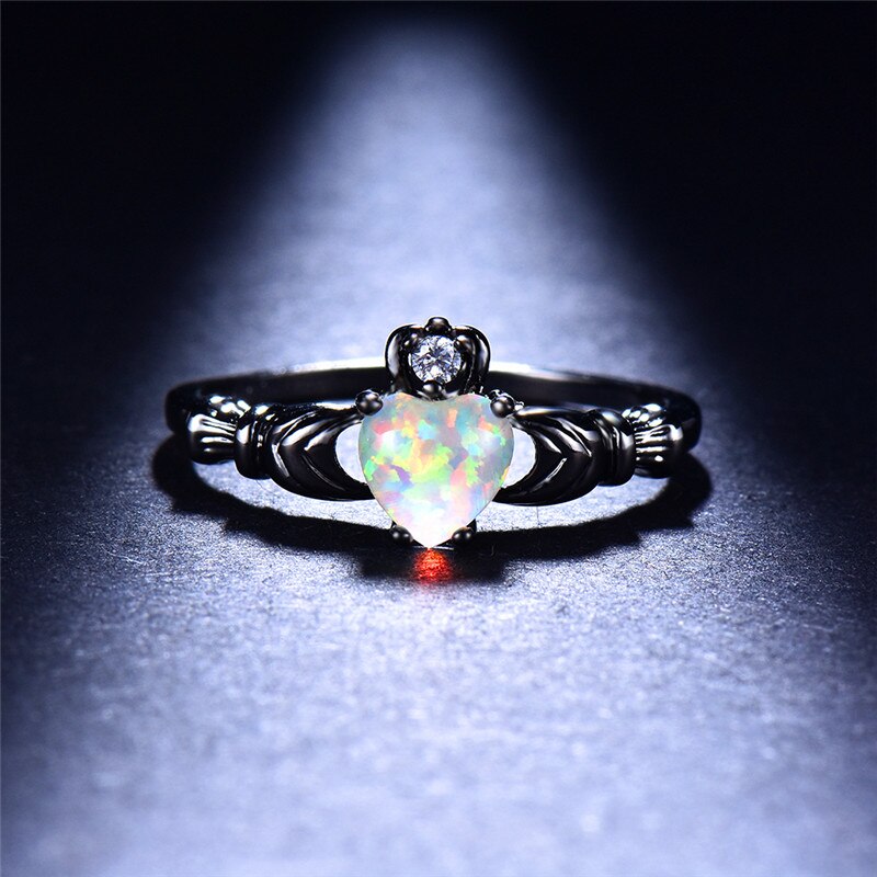 Fire Opal Heart Ring