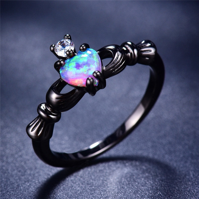 Fire Opal Heart Ring