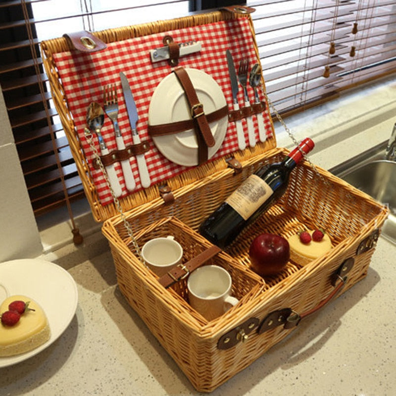 Classic Wooden Picnic Basket