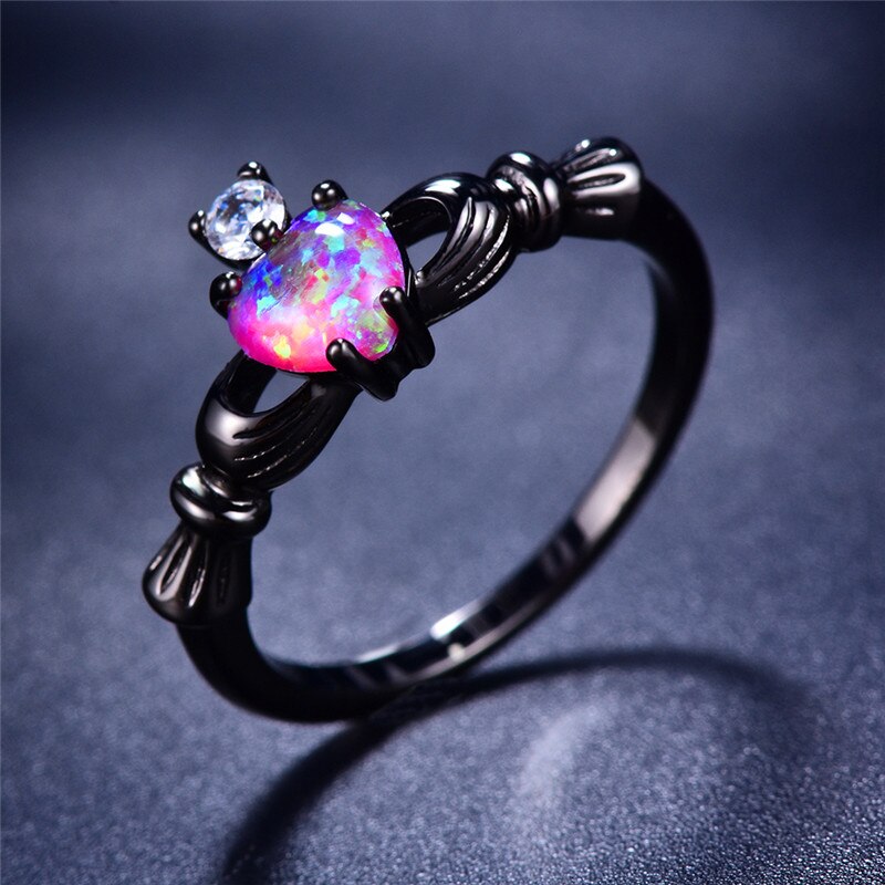 Fire Opal Heart Ring