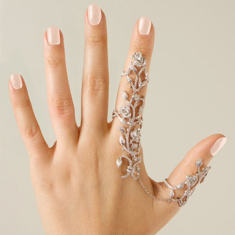 Multiple Finger Stack Knuckle Band Crystal Ring