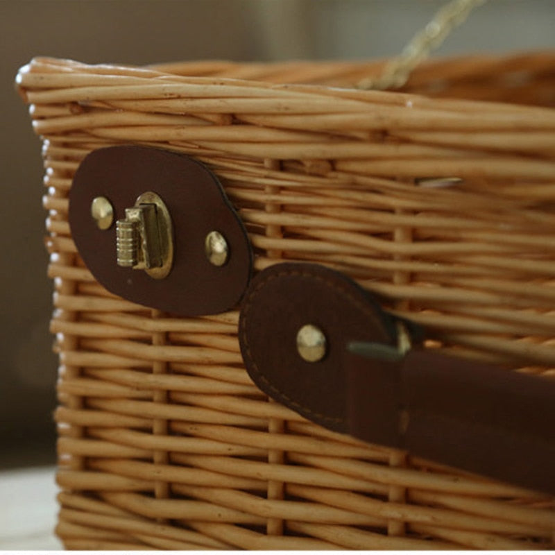 Classic Wooden Picnic Basket