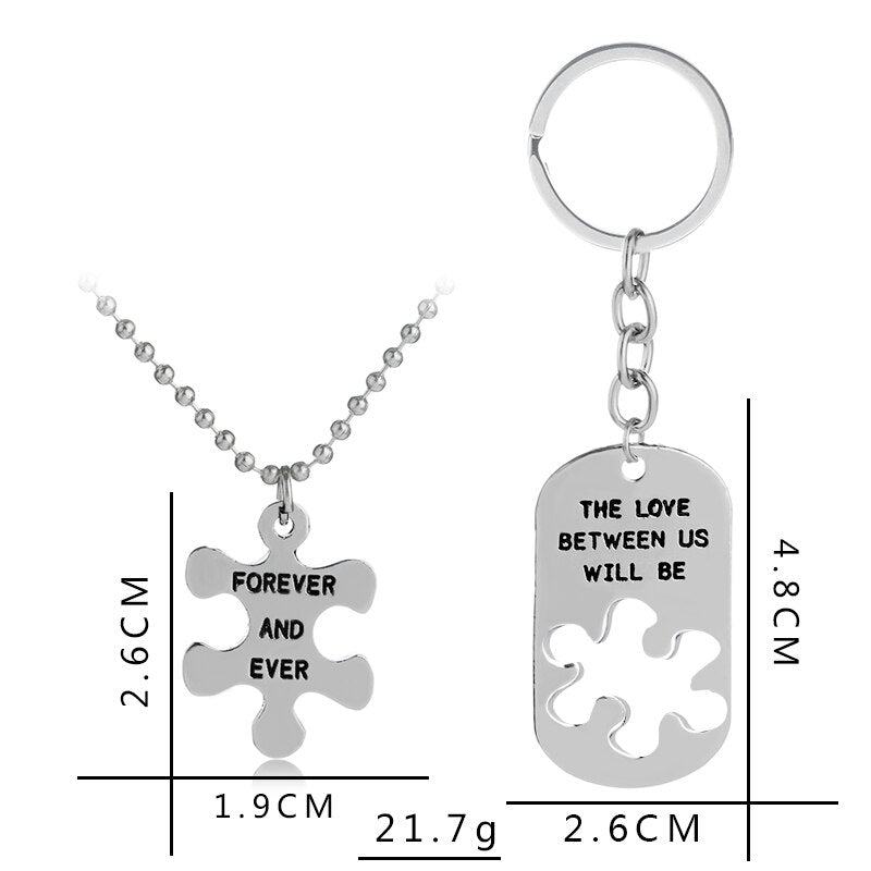 The Love Between Us Will Be Forever and Ever Puzzle Necklace