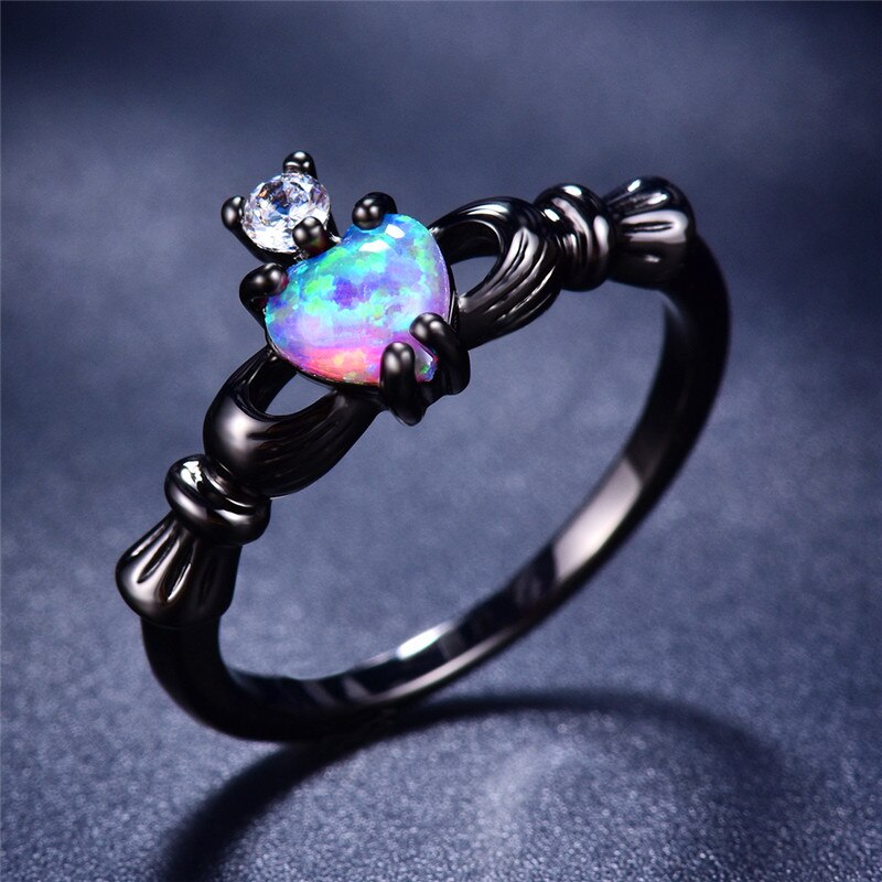 Fire Opal Heart Ring