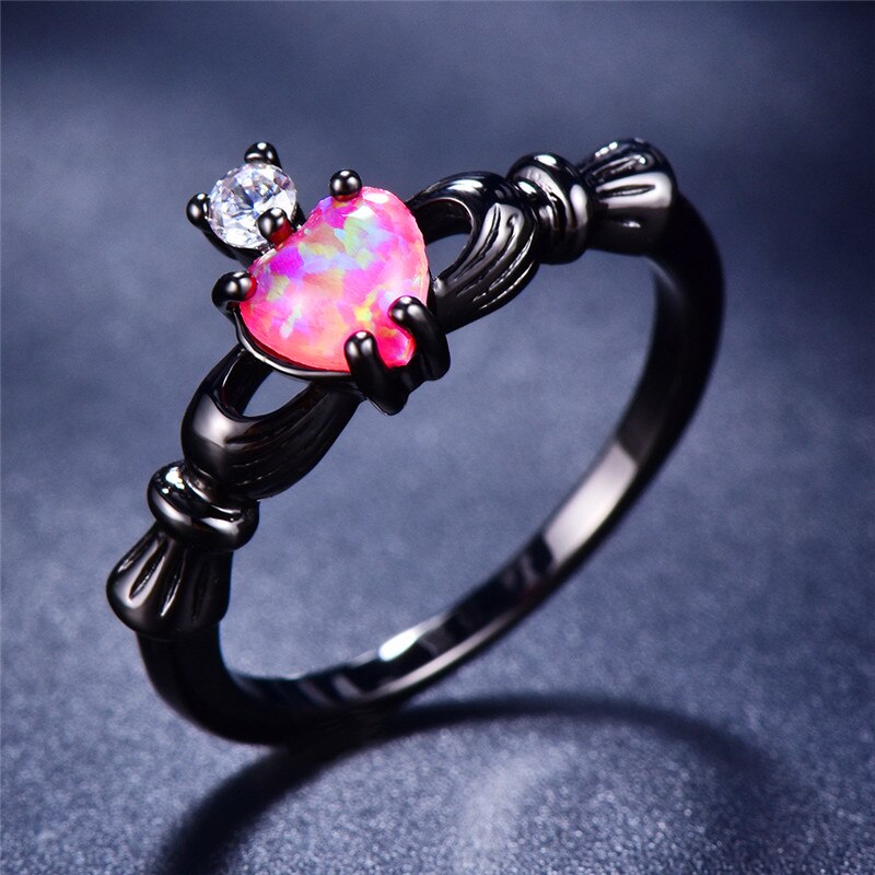 Fire Opal Heart Ring