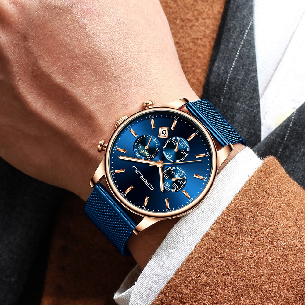 Chronograph Mesh Belt Men's Watch