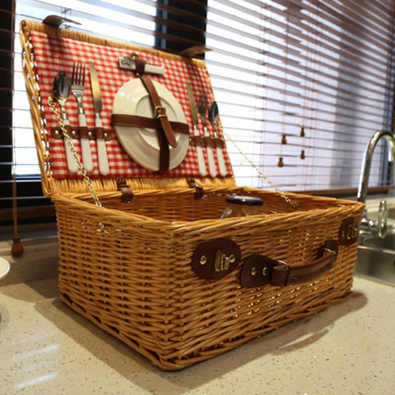 Classic Wooden Picnic Basket