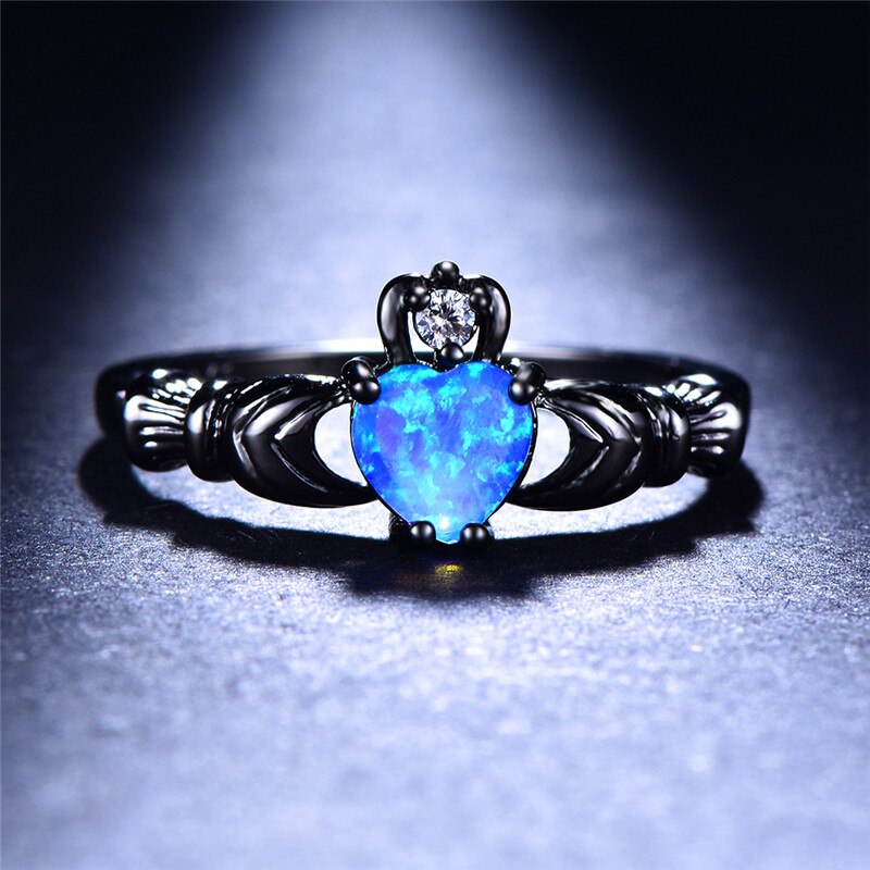 Fire Opal Heart Ring