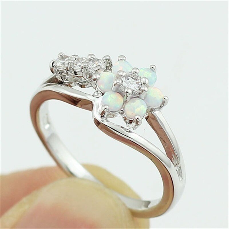 Flower Opal Crystal Ring