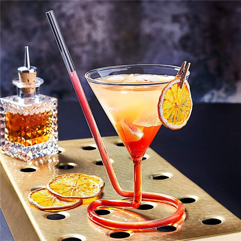 Cocktailglass med spiral sugerør