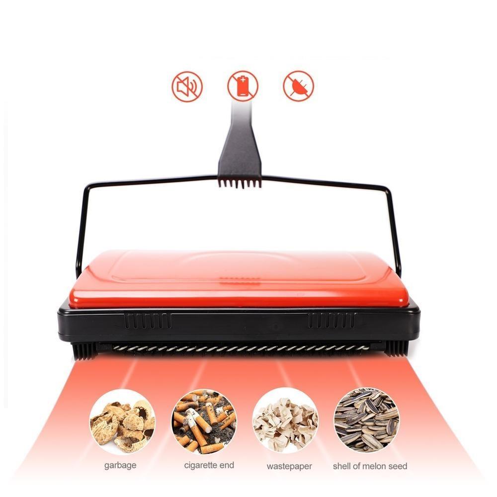 Manual carpet and floor sweeper