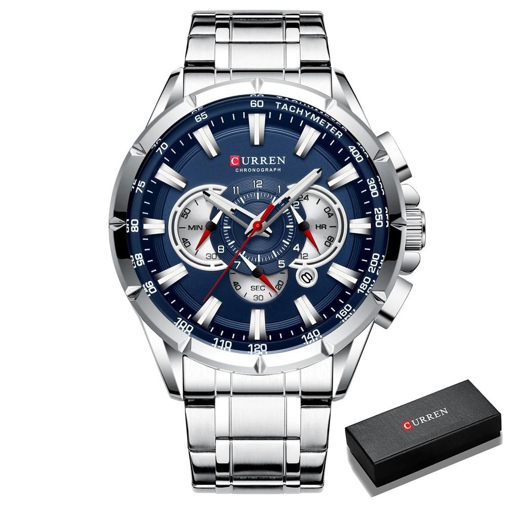 Curren 3 Dials Chronograph Luxury Wristwatch