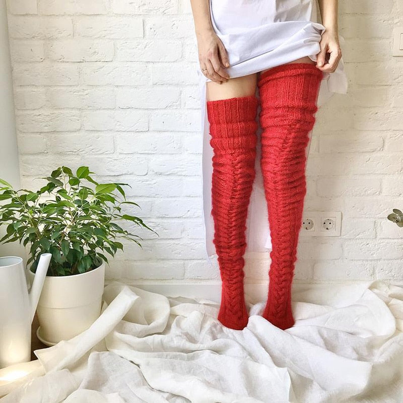 Knitted socks over the knee