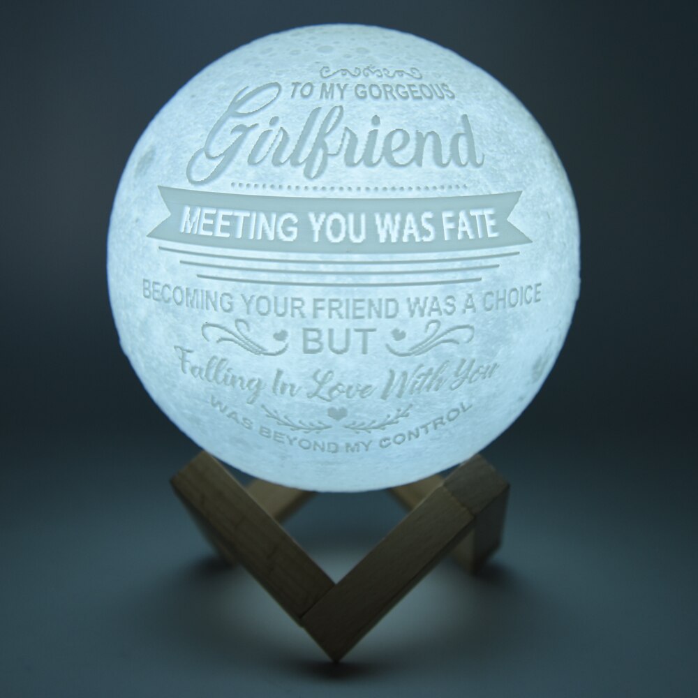 3D moon lamp with text
