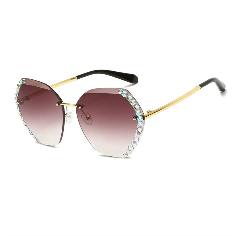 Rimless Rhinestone Sunglasses