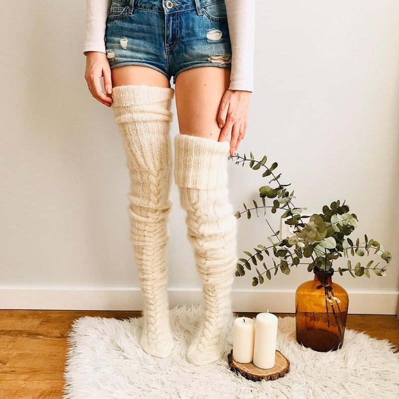 Knitted socks over the knee