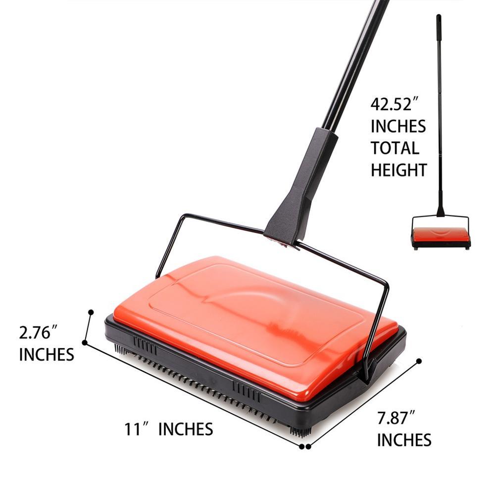 Manual carpet and floor sweeper