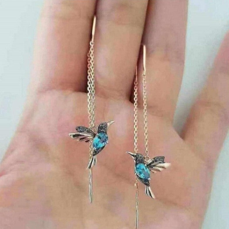 Elegant Hummingbird Rhinestone Earrings