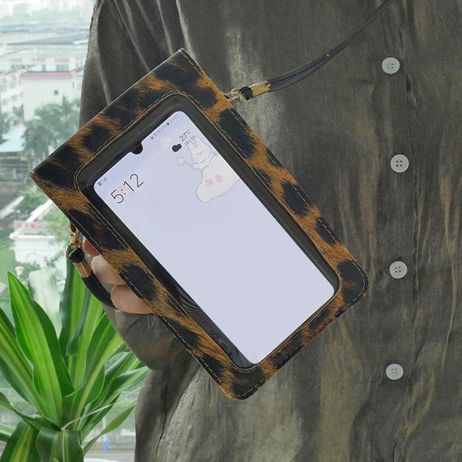 Crossbody-telefonlommebok med berøringsskjerm