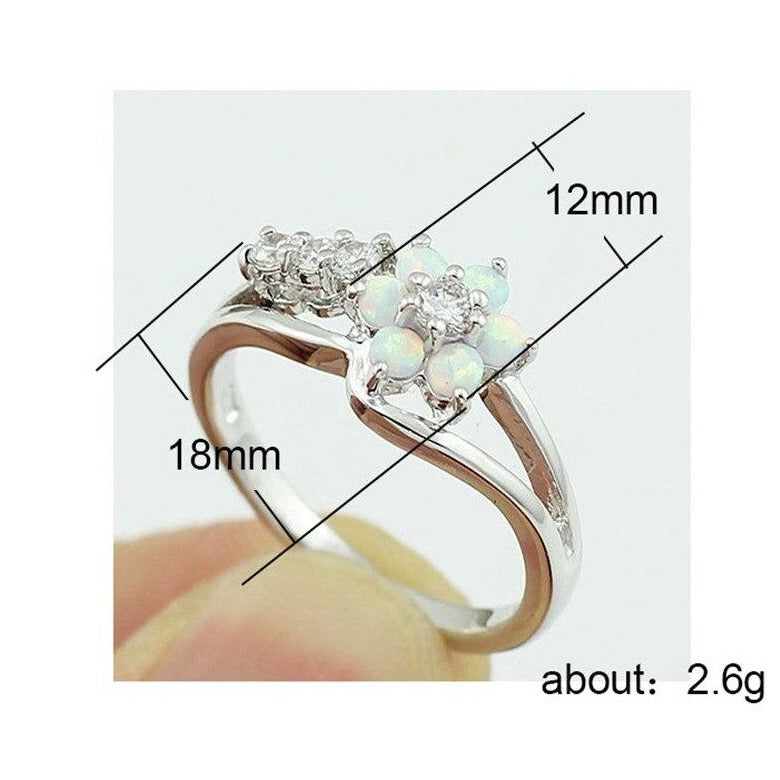 Flower Opal Crystal Ring