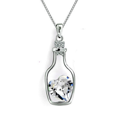 Drift Bottle Crystal Heart Necklace