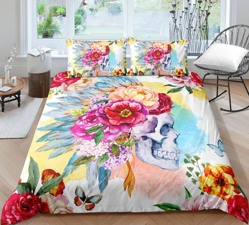 Floral Skull Bedding Set