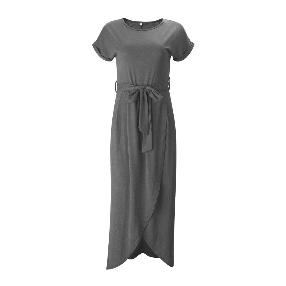 Short Sleeve Round Neck Maxi Dress
