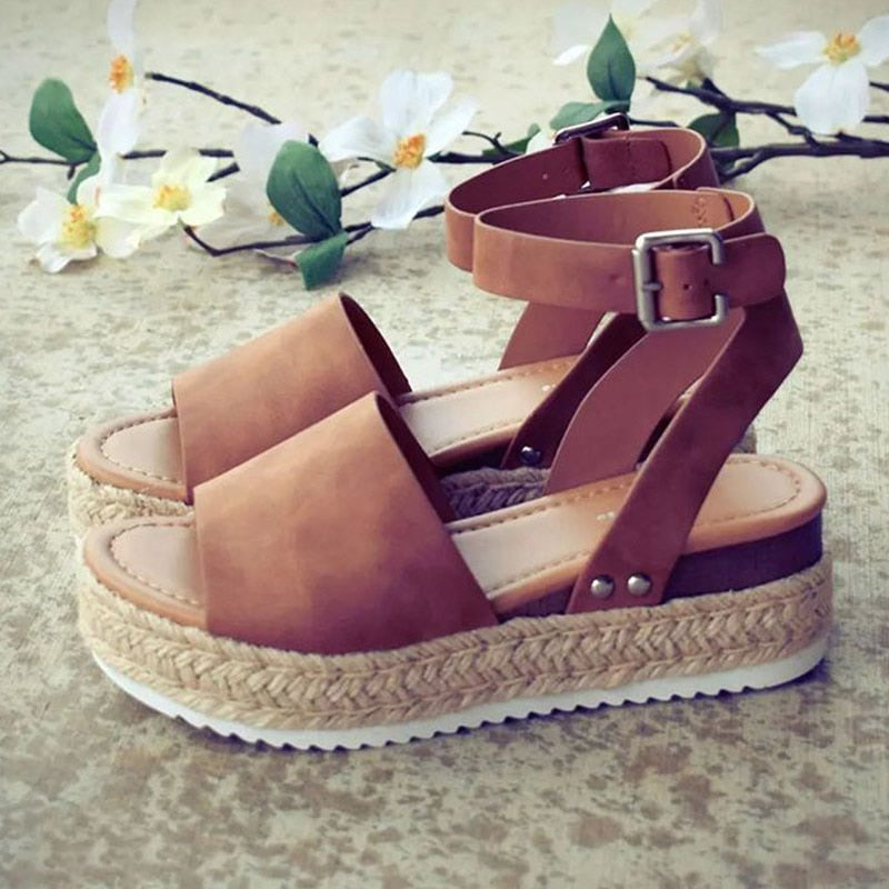Open Toe Ankle Strap Wedges