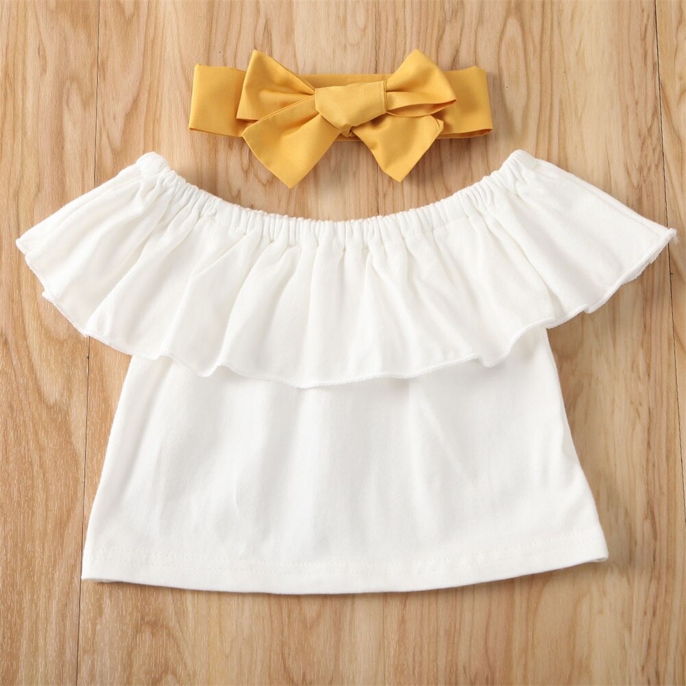 Off Shoulder Crop Top &amp; Ruffle Skirt Set