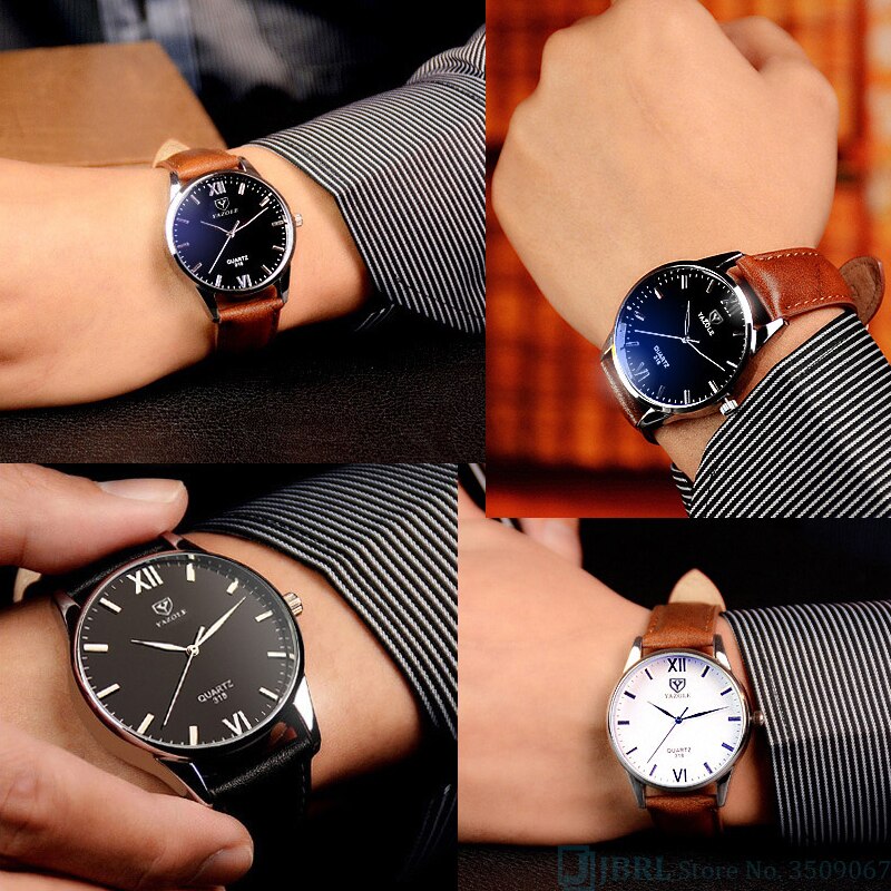 Men's Leather Bracelet Wristwatch