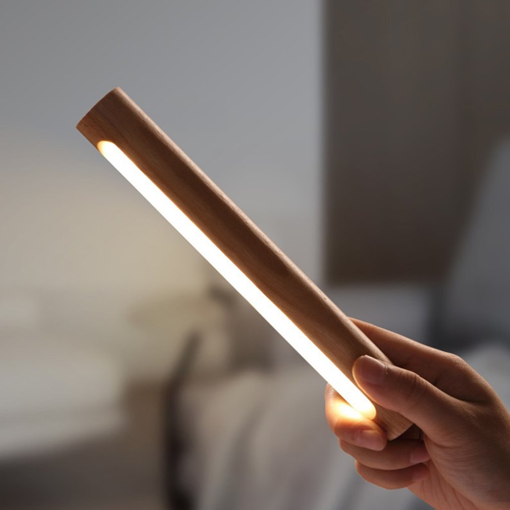 LED 360° rotating wooden wall lamp